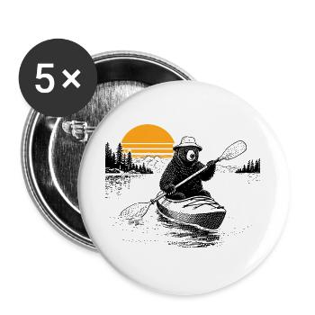 Kajak Bär - Buttons groß 56 mm (5er Pack) - Weiß - Vorne