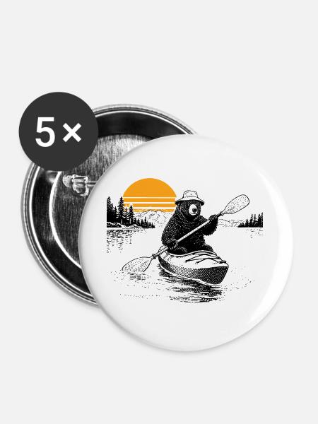 Kajak Bär - Buttons groß 56 mm (5er Pack) - Weiß