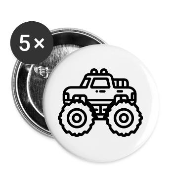 Monster truck - Buttons large 2.2''/56 mm (5-pack) - white - Front