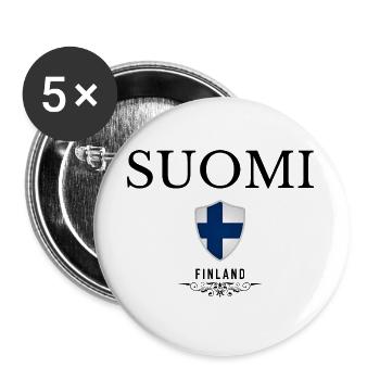 Flagge von Finnland, finnischer Stolz - Buttons groß 56 mm (5er Pack) - Weiß - Vorne