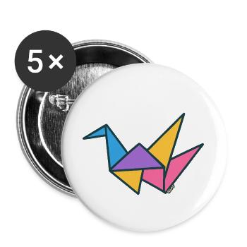 Bunte Origami-Kran-Geometrie - Buttons groß 56 mm (5er Pack) - Weiß - Vorne