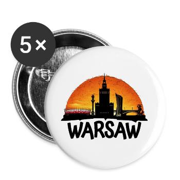 Sunset over Warsaw - Buttons large 2.2''/56 mm (5-pack) - white - Front