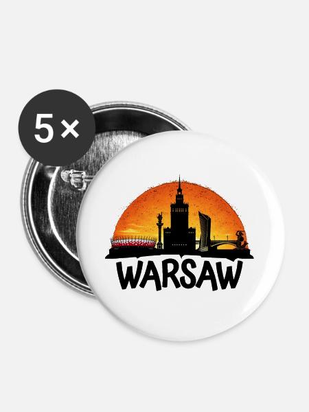 Sonnenuntergang über Warschau - Buttons groß 56 mm (5er Pack) - Weiß