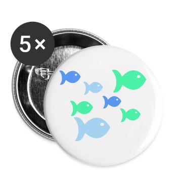 Pastel Fish Tropical Sea Fish - Buttons large 2.2''/56 mm (5-pack) - white - Front