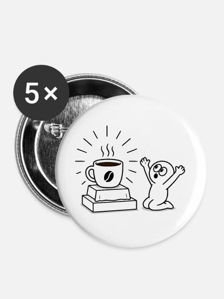 Kaffeebecher Freude Comicdesign - Buttons groß 56 mm (5er Pack) - Weiß