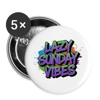 Lazy Sunday Vibes Graffiti - Buttons groß 56 mm (5er Pack) - Weiß - Vorne