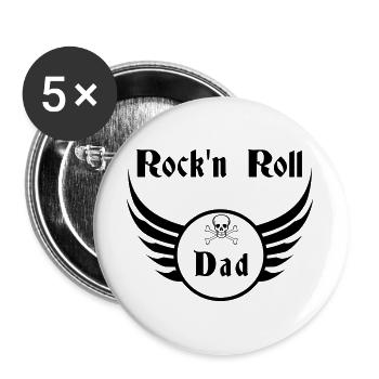 Dad Rock and Roll Skull Wings - Buttons large 2.2''/56 mm (5-pack) - white - Front