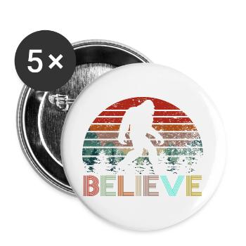 Glauben Sie an Bigfoot Vintage Retro Sasquatch Geschenk - Buttons groß 56 mm (5er Pack) - Weiß - Vorne