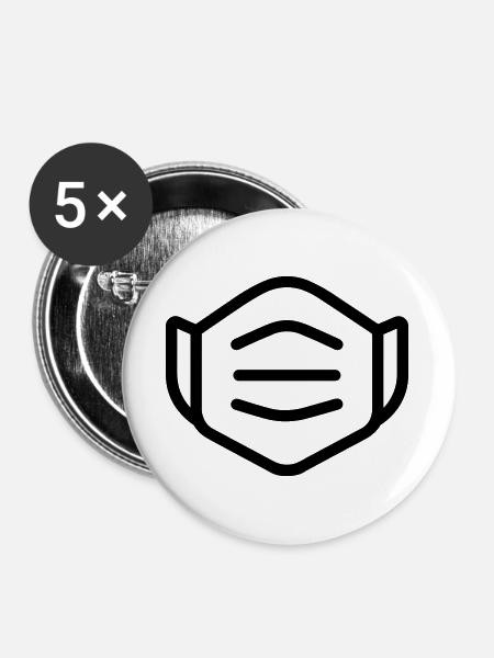 Maske - Buttons groß 56 mm (5er Pack) - Weiß