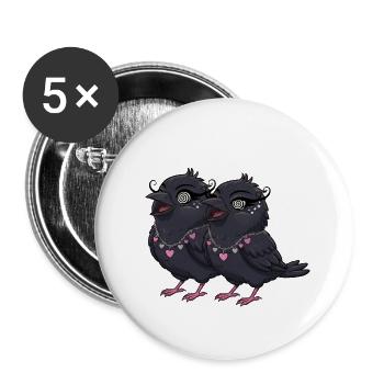 Raben Girls mit Herzketten - Buttons groß 56 mm (5er Pack) - Weiß - Vorne