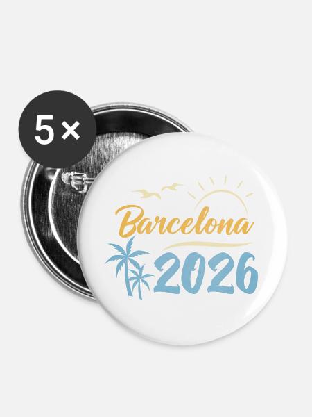 Barcelona 2026 - Buttons groß 56 mm (5er Pack) - Weiß
