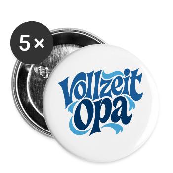 Vollzeit Opa | Großmutter Geschenk - Buttons groß 56 mm (5er Pack) - Weiß - Vorne