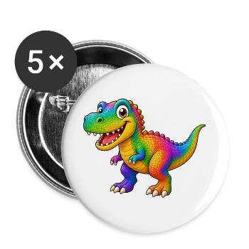 Colorful dinosaur cartoon funny animal - Buttons large 2.2''/56 mm (5-pack) - white - Front