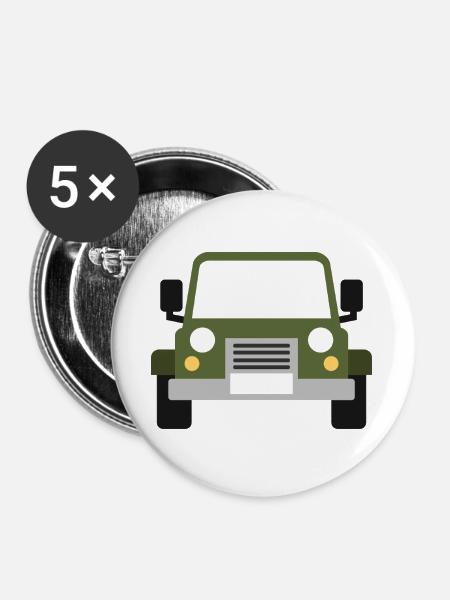 Geländefahrzeug - Buttons groß 56 mm (5er Pack) - Weiß