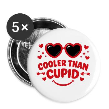 Cooler als Amor Retro-Herzen - Buttons groß 56 mm (5er Pack) - Weiß - Vorne