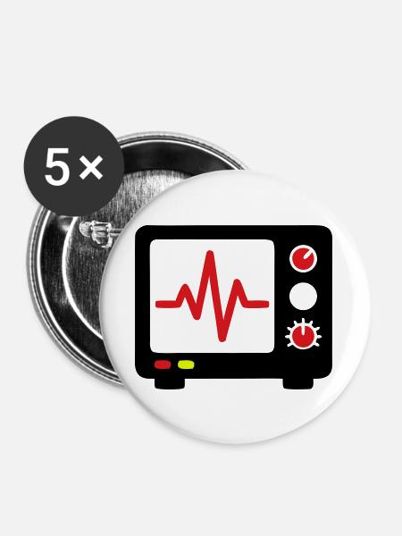 EKG Monitor Herzschlag Medizin - Buttons groß 56 mm (5er Pack) - Weiß