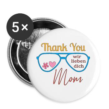 Danke Mama  - Buttons groß 56 mm (5er Pack) - Weiß - Vorne