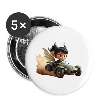 Gobelin d’aventure dans un wagon de sable - Lot de 5 grands badges (56 mm) - blanc - Devant
