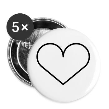 Herz - Buttons groß 56 mm (5er Pack) - Weiß - Vorne