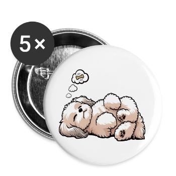 Bolonka Zwetna Bolonkabesitzer Bolonkaliebhaber - Buttons groß 56 mm (5er Pack) - Weiß - Vorne