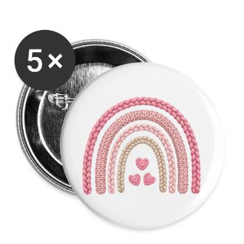 Regenbogen Rosa Strickmuster - Buttons groß 56 mm (5er Pack) - Weiß - Vorne