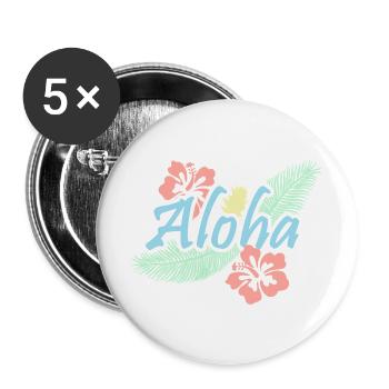 Aloha-tropische Sommerblumen - Buttons groß 56 mm (5er Pack) - Weiß - Vorne