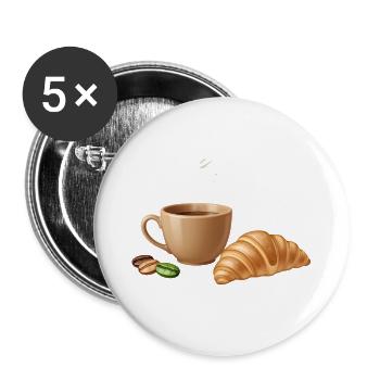 Coffee Croissant Moment - Buttons large 2.2''/56 mm (5-pack) - white - Front