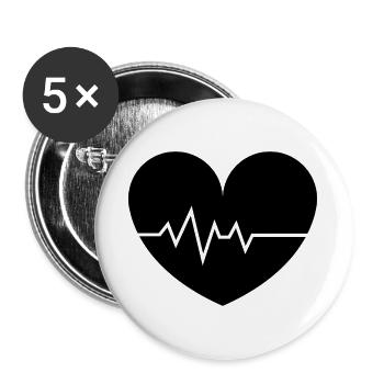 Ligne Battement de cœur Cœur - Lot de 5 grands badges (56 mm) - blanc - Devant