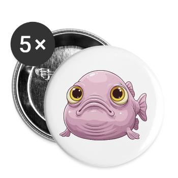 Cute Blob Fish – Kawaii Cartoon with Big Eyes - Buttons large 2.2''/56 mm (5-pack) - white - Front