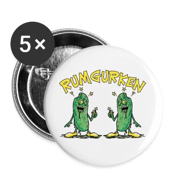 Rumgurken Betrunkene Gurken Rum Lustige Sprüche - Buttons groß 56 mm (5er Pack) - Weiß - Vorne