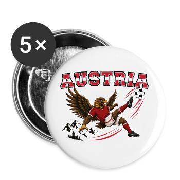 Austria Fußball Adler Alpen Fan Sport Retro - Buttons groß 56 mm (5er Pack) - Weiß - Vorne