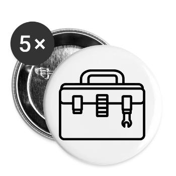 boîte à outils - Lot de 5 grands badges (56 mm) - blanc - Devant