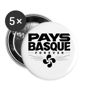 Pays Basque Forever Lauburu Vintage Design - Lot de 5 grands badges (56 mm) - blanc - Devant