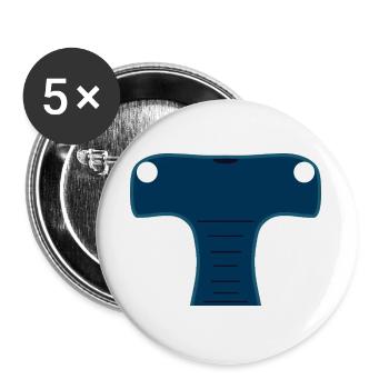 Mitternachtsblauer stilisierter Hammerhai-Kopf - Buttons groß 56 mm (5er Pack) - Weiß - Vorne
