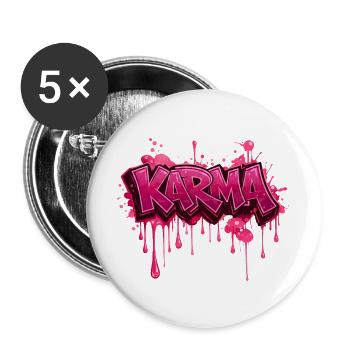Karma – Design Graffiti Rose Streetwear - Buttons groß 56 mm (5er Pack) - Weiß - Vorne