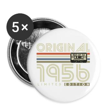 70e anniversaire 1956 cadeau rétro vintage vintage - Lot de 5 grands badges (56 mm) - blanc - Devant