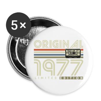1977 Vintage Vintage Rétro Cadeau d’anniversaire - Lot de 5 grands badges (56 mm) - blanc - Devant
