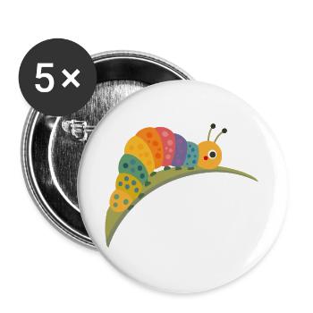 Colorful caterpillar in kawaii style - Buttons large 2.2''/56 mm (5-pack) - white - Front