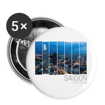 Saigon (Ho Chi Minh City) HCMC in Vietnam Souvenir - Buttons groß 56 mm (5er Pack) - Weiß - Vorne