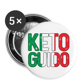 Graphique du drapeau italien keto - Lot de 5 grands badges (56 mm) - blanc - Devant