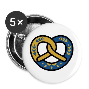 Brezel Rautenmuster Bayern Volksfest München - Buttons groß 56 mm (5er Pack) - Weiß - Vorne