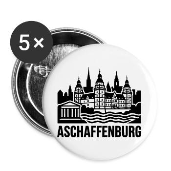 Aschaffenburg Silhouette Wahrzeichen - Buttons groß 56 mm (5er Pack) - Weiß - Vorne