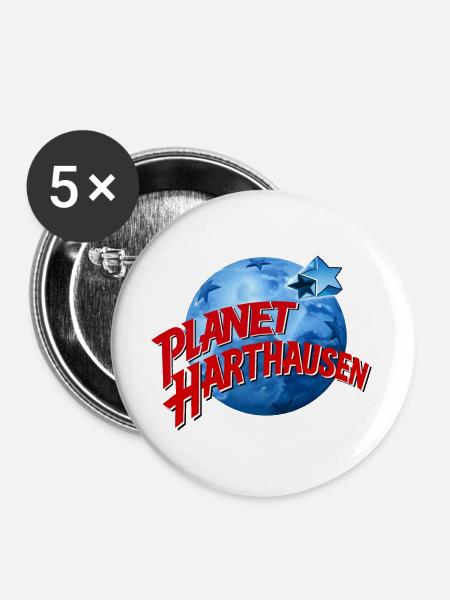 Planet Harthausen - Buttons groß 56 mm (5er Pack) - Weiß