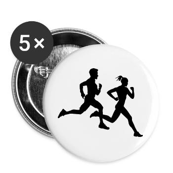 Running Duo – Marathon Team - Buttons large 2.2''/56 mm (5-pack) - white - Front