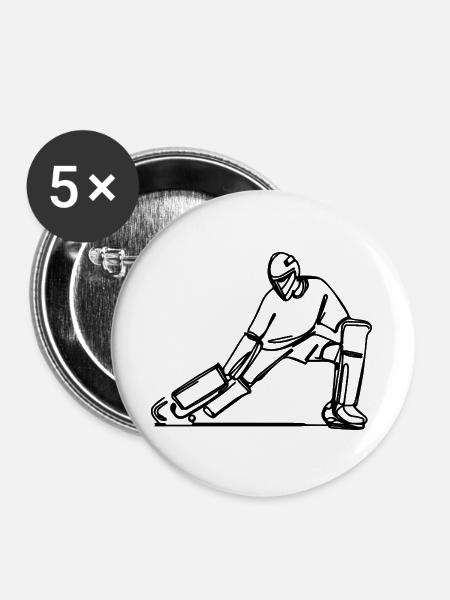 Feldhockey Torhüter - Buttons groß 56 mm (5er Pack) - Weiß