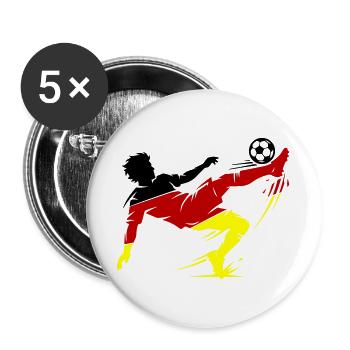 Fallrückzieher Deutschland Fussball - Buttons groß 56 mm (5er Pack) - Weiß - Vorne