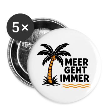 Orangen Palme am Meer - Buttons groß 56 mm (5er Pack) - Weiß - Vorne