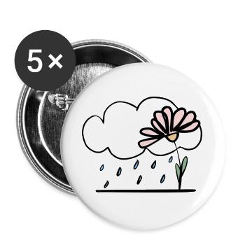 Flower in the rain - Buttons large 2.2''/56 mm (5-pack) - white - Front