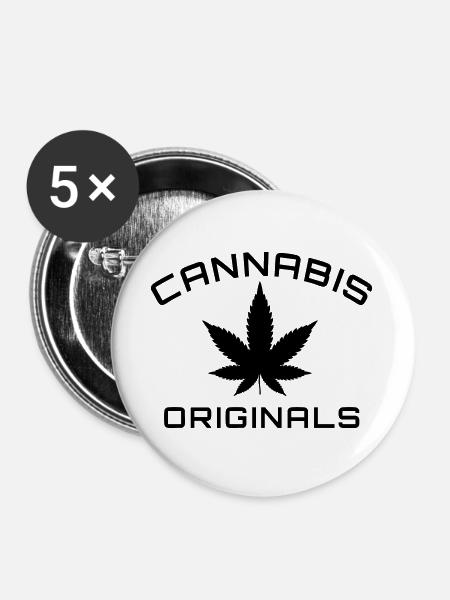Cannabis Originals - Buttons groß 56 mm (5er Pack) - Weiß