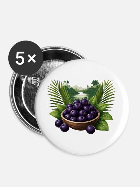 Açai Beeren Tropical Design  - Buttons groß 56 mm (5er Pack) - Weiß